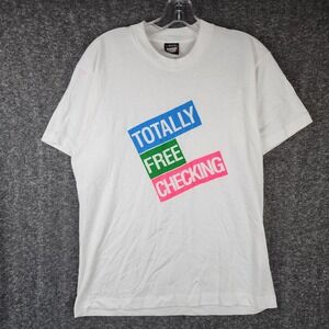 Screen Stars T-Shirt Mens L Best Totally Free Checking White Single Stitch USA